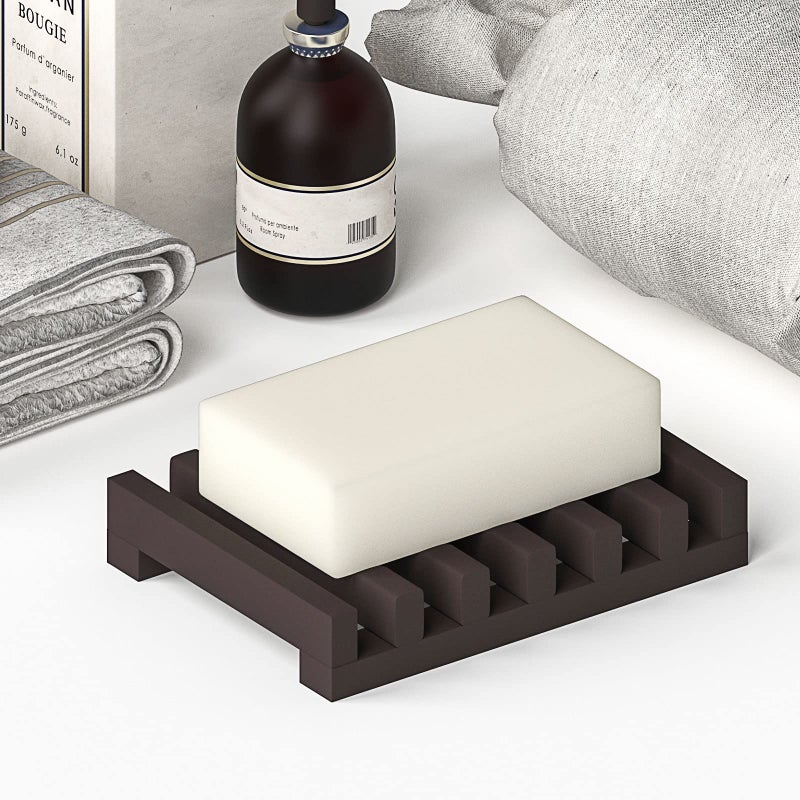 Topsky 2Pcs Soap Dish Holder  Non-Slip Bathroom Accessories Silicone Soap Case Saver  Sink Deck Bathtub Shower Dish Soap Drainer  Silicone Holder for Soap  Sponges  Scrubber (Brown) - Image 5